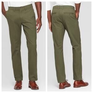 Goodfellow & Co Men's Every wear Athletic Chino Pants Dark Green  Office Casual
